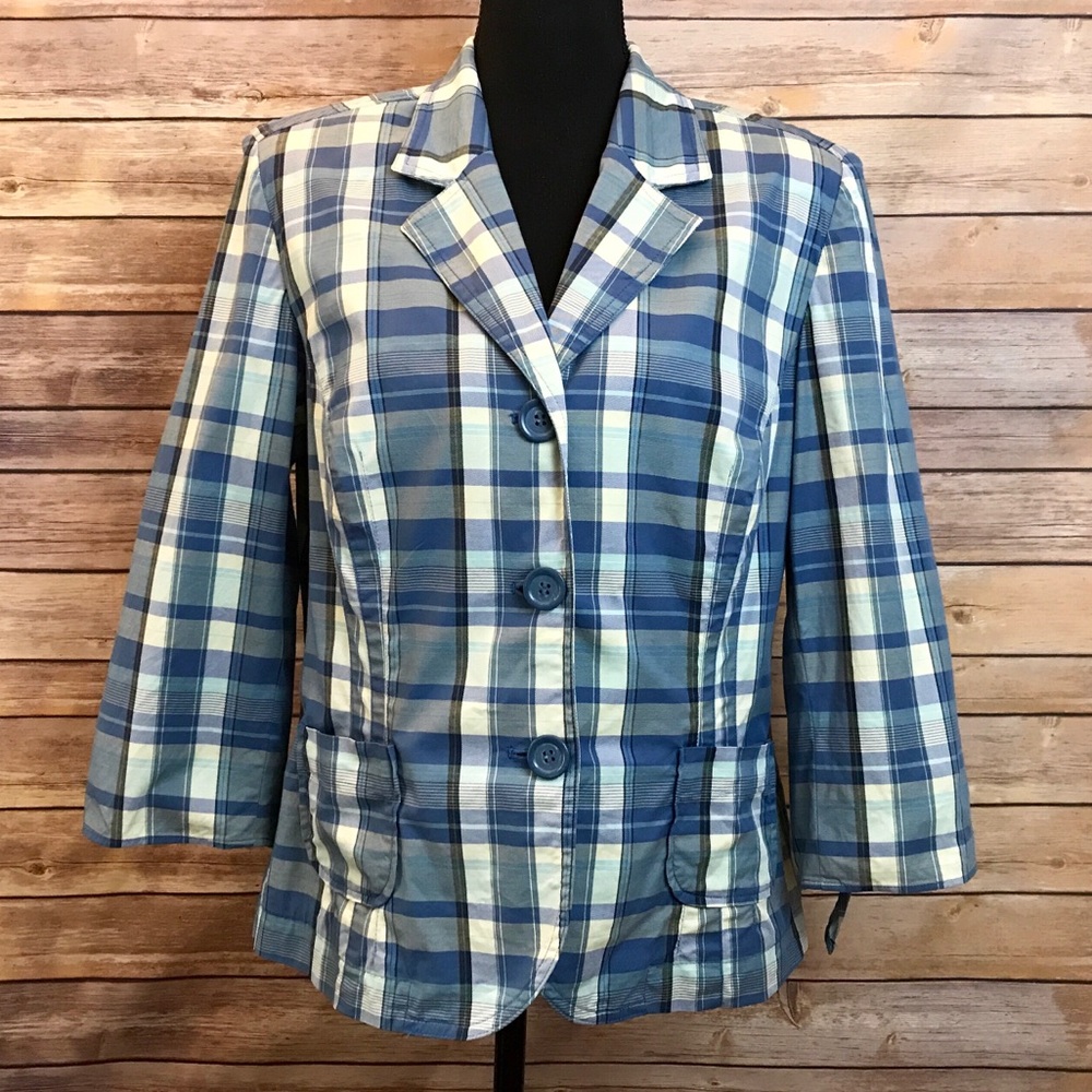 Emma James Stretch Plaid Blazer Plus Size 16